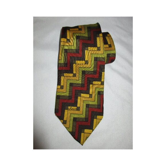 Vintage 1960's Hermitt Geometric Print Italian Silk Necktie Mid-Century - Picture 2 of 5